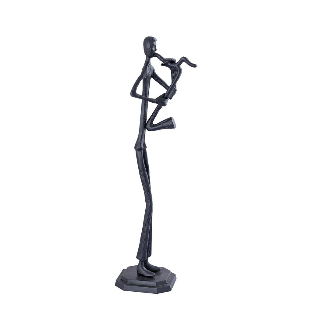 livinglovely.nl - Kali Black casted alu statue man with saxophone PTMD - Beeld - PTMD - livinglovely.nl