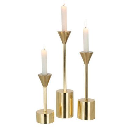 livinglovely.nl - Kandelaars Emma Aluminium Blinkend Goud Set van 3 - Kaarshouder - J-Line - livinglovely.nl