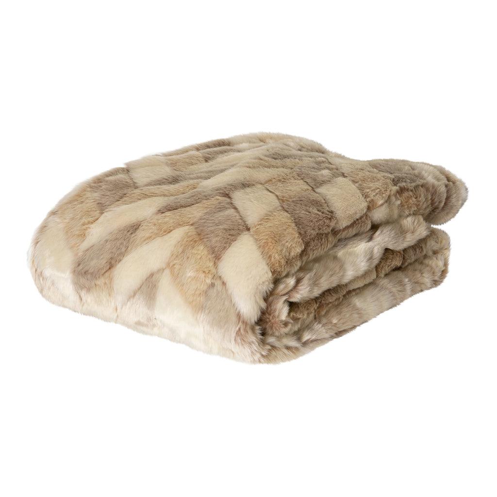 livinglovely.nl - Kathleen Cream artificial fur plaid rectangle S PTMD - Plaid - PTMD - livinglovely.nl