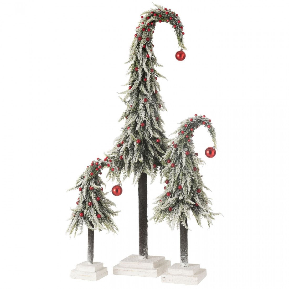 livinglovely.nl - Kerstboom Muts+Led Kunststof Sneeuw Groen/Rood Large - Kerstboom - J-Line - livinglovely.nl