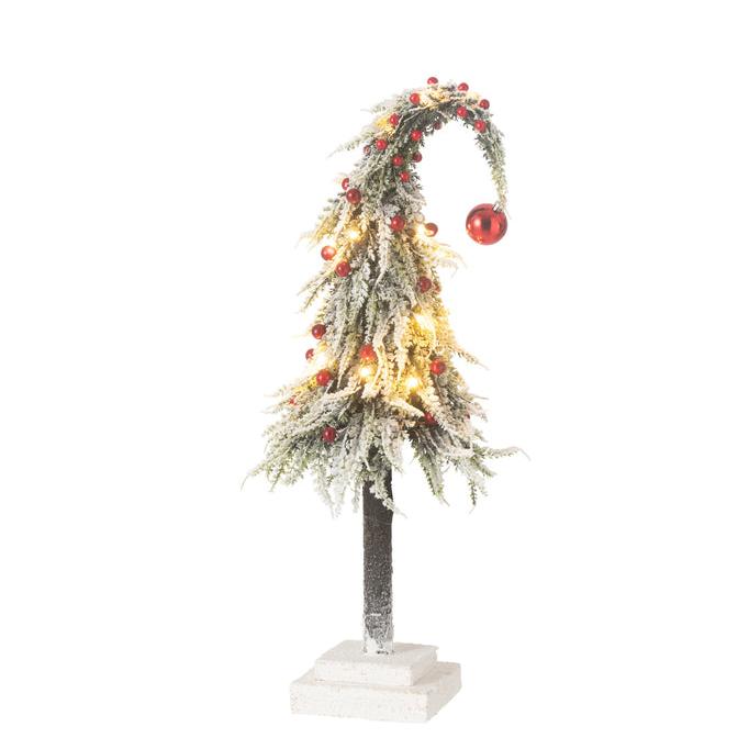 livinglovely.nl - Kerstboom Muts+Led Kunststof Sneeuw Groen/Rood Medium - Kerstboom - J-Line - livinglovely.nl