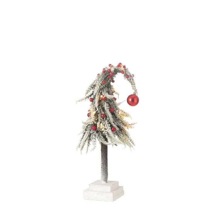 livinglovely.nl - Kerstboom Muts+Led Kunststof Sneeuw Groen/Rood Small - Kerstboom - J-Line - livinglovely.nl