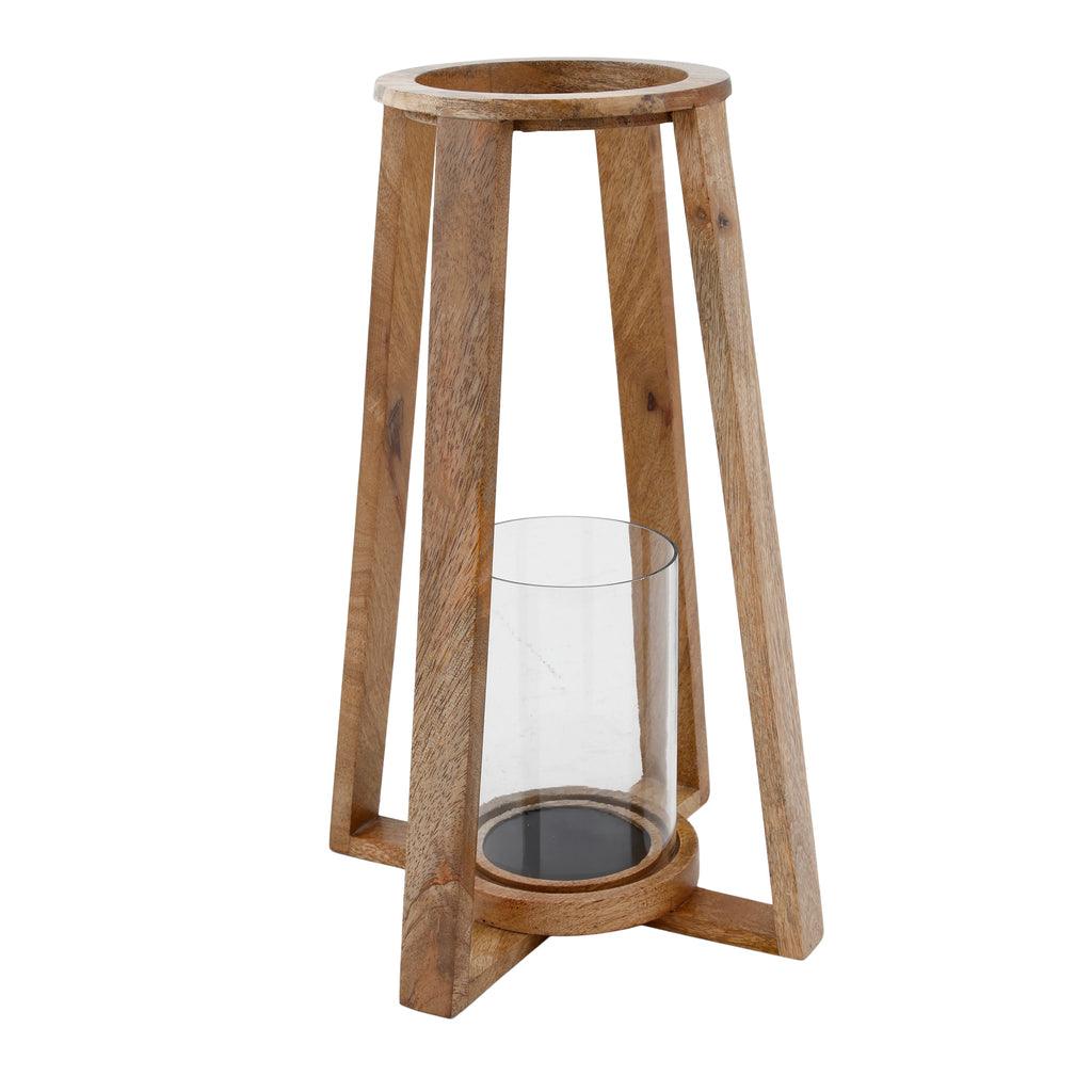 livinglovely.nl - Klaas Lantaarn L - H36 x Ø30 cm - Hout - Bruin PTMD - Lantaarn - PTMD - livinglovely.nl