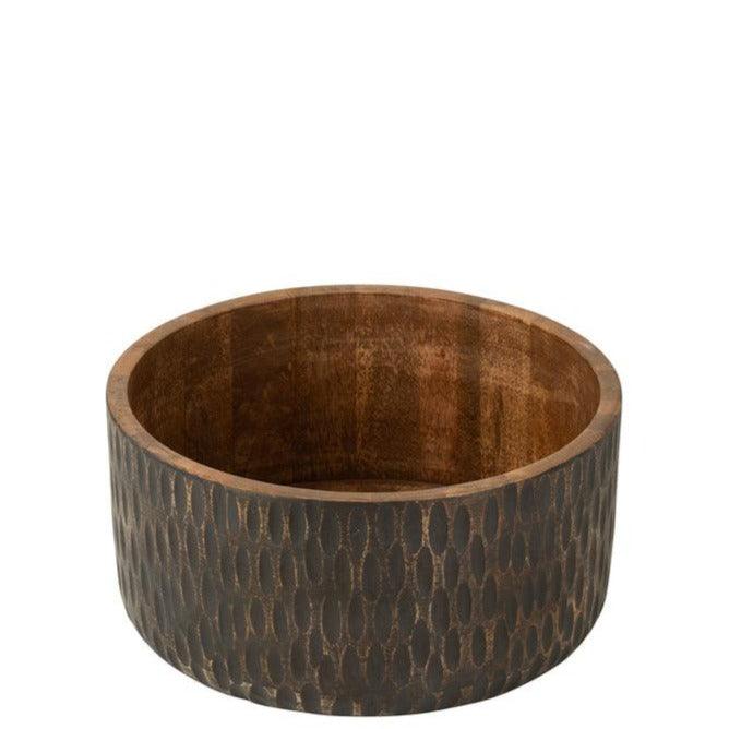 livinglovely.nl - Kom Mango Hout Bruin/Zwart Extra Large - Kom - J-Line - livinglovely.nl