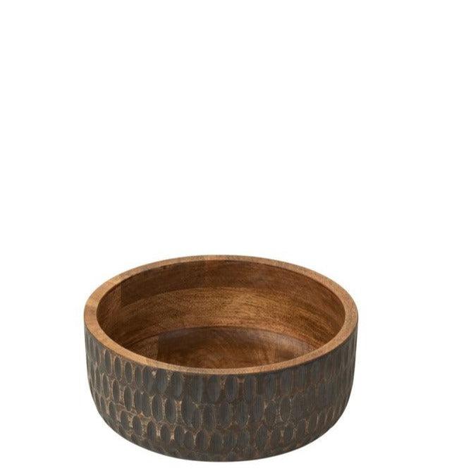 livinglovely.nl - Kom Mango Hout Bruin/Zwart Large - Kom - J-Line - livinglovely.nl