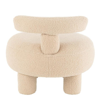 livinglovely.nl - Kruk Rond Met Rugleuning Bouclé Warm Beige - Kruk - J-Line - livinglovely.nl