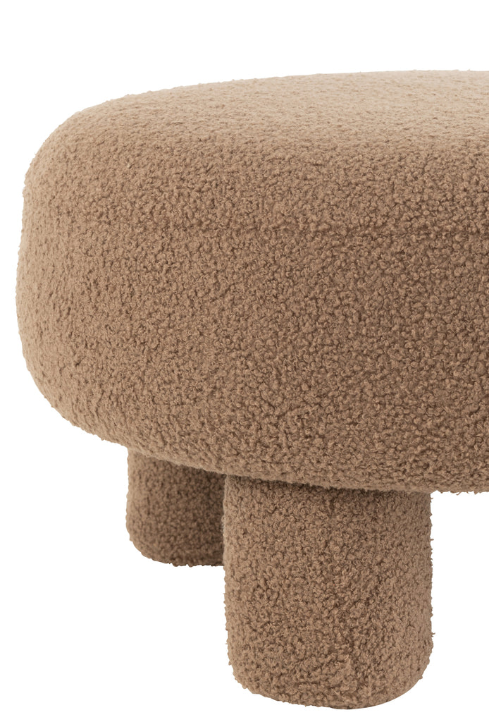 livinglovely.nl - Kruk Rond Teddy Voeten Bouclé Bruin - Kruk - J-Line - livinglovely.nl