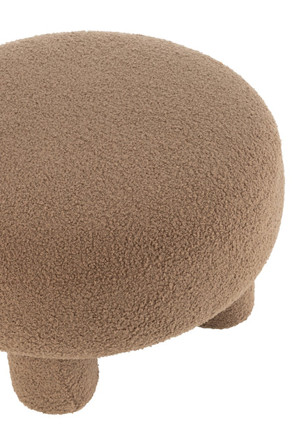 livinglovely.nl - Kruk Rond Teddy Voeten Bouclé Bruin - Kruk - J-Line - livinglovely.nl