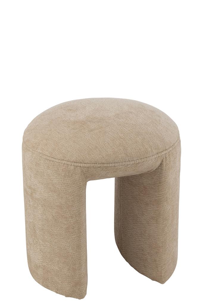 livinglovely.nl - Kruk Rond Textiel Beige - Kruk - J-Line - livinglovely.nl