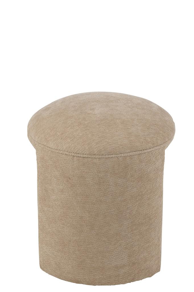 livinglovely.nl - Kruk Rond Textiel Beige - Kruk - J-Line - livinglovely.nl