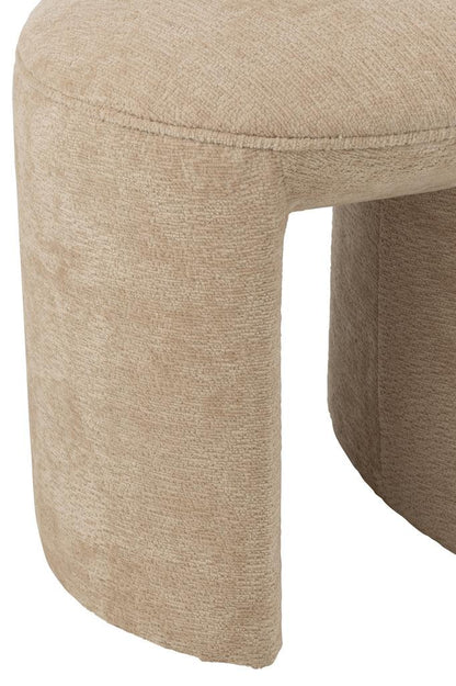 livinglovely.nl - Kruk Rond Textiel Beige - Kruk - J-Line - livinglovely.nl