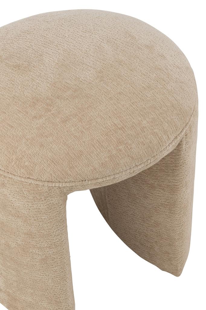 livinglovely.nl - Kruk Rond Textiel Beige - Kruk - J-Line - livinglovely.nl