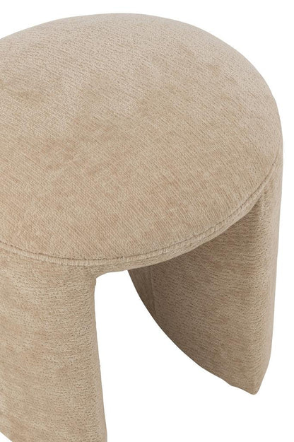 livinglovely.nl - Kruk Rond Textiel Beige - Kruk - J-Line - livinglovely.nl