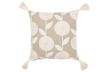 livinglovely.nl - Kussen Bloemen/Bladeren Katoen Taupe/Beige - Kussen - J-Line - livinglovely.nl