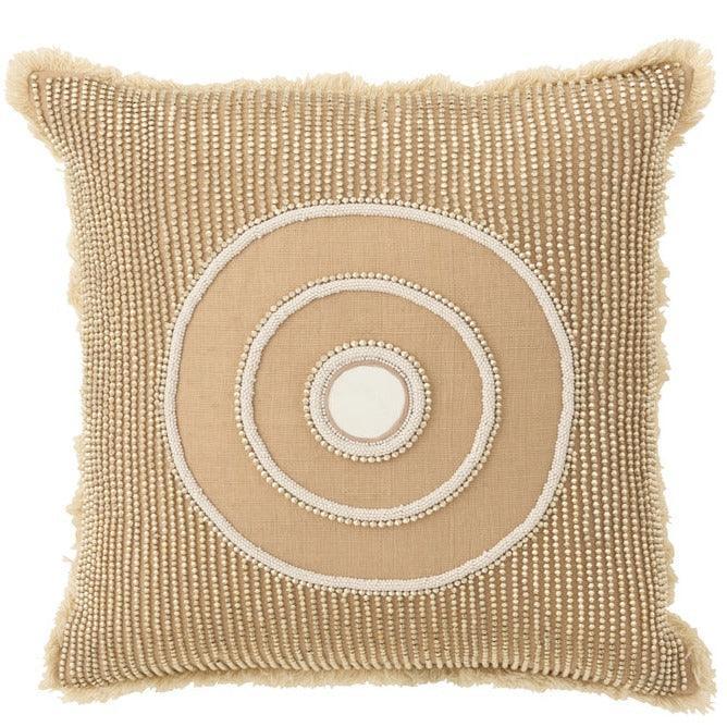 livinglovely.nl - Kussen Circle Ibiza Cotton White/Beige - Kussen - J-Line - livinglovely.nl