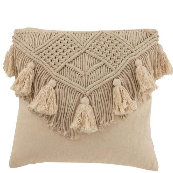 livinglovely.nl - Kussen Cosy Katoen Beige Small - Kussen - J-Line - livinglovely.nl