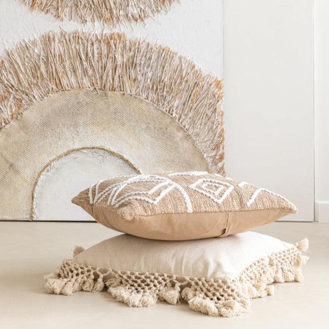 livinglovely.nl - Kussen Franjes Katoen Beige - Kussen - J-Line - livinglovely.nl