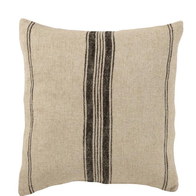 livinglovely.nl - Kussen Strepen Linnen Beige Vierkant - Kussen - J-Line - livinglovely.nl