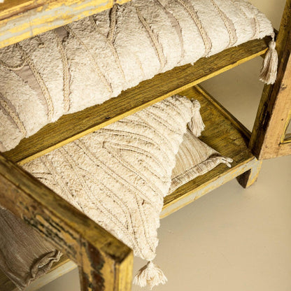 livinglovely.nl - Kussen Zalie Naturel Cotton Zebra Corner Fringes PTMD - Kussen - PTMD - livinglovely.nl