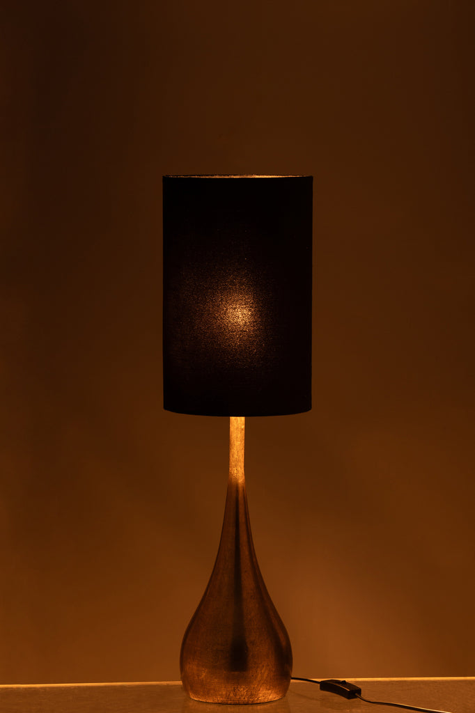 livinglovely.nl - Lamp Druppel Ijzer/Fluweel Goud/Zwart Small - Tafellamp - J-Line - livinglovely.nl