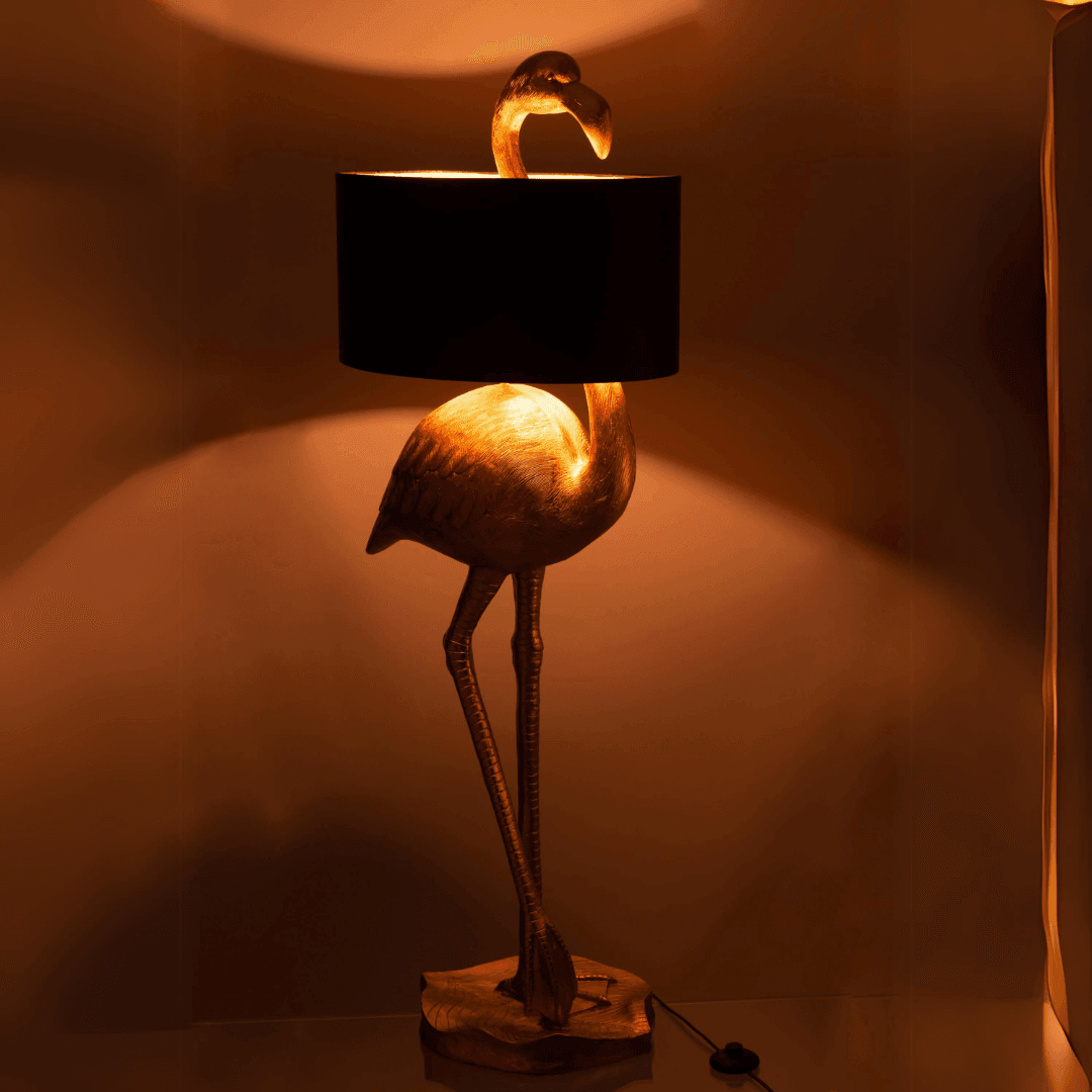 livinglovely.nl - Lamp Flamingo Poly Gold/Black - Vloerlamp - J-Line - livinglovely.nl