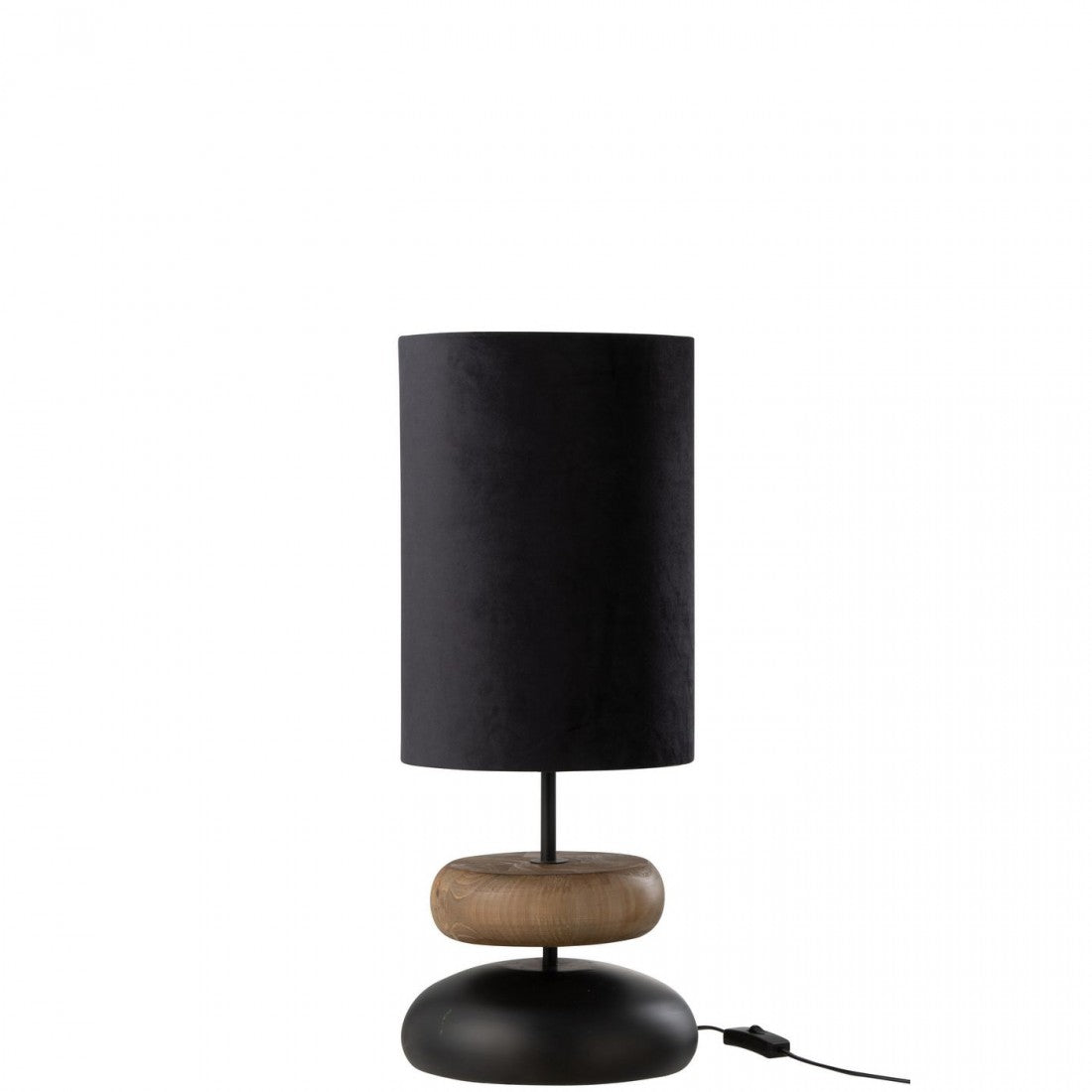 livinglovely.nl - Lamp Jade Ijzer/Dennenhout Zwart/Naturel - Tafellamp - J-Line - livinglovely.nl