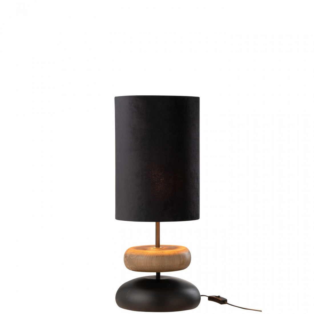 livinglovely.nl - Lamp Jade Ijzer/Dennenhout Zwart/Naturel - Tafellamp - J-Line - livinglovely.nl