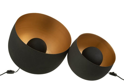 livinglovely.nl - Lamp Rond Interieur Goud Metaal Zwart Large - Tafellamp - J-Line - livinglovely.nl