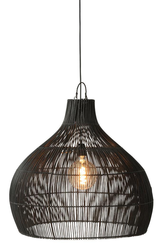 livinglovely.nl - Lampkap Peervorm Rotan Zwart - Hanglamp - J-Line - livinglovely.nl