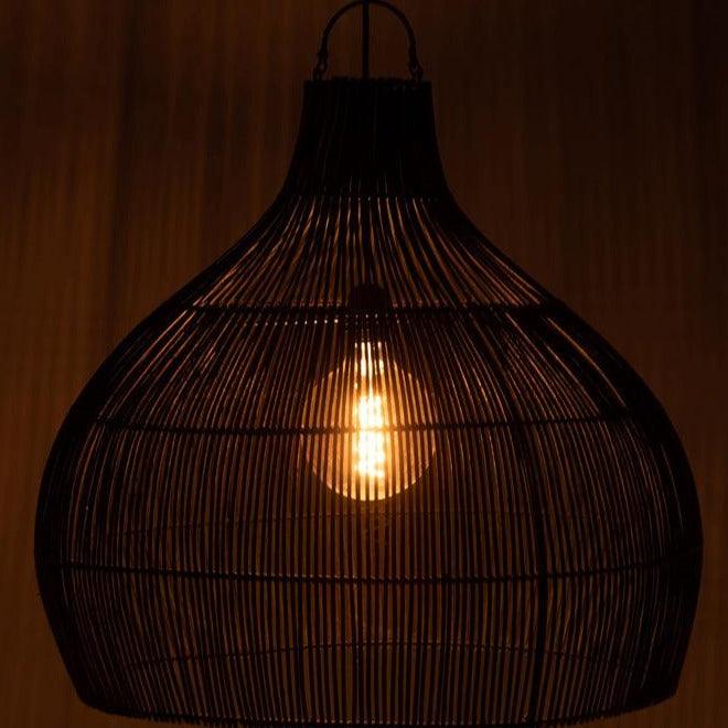 livinglovely.nl - Lampkap Peervorm Rotan Zwart - Hanglamp - J-Line - livinglovely.nl