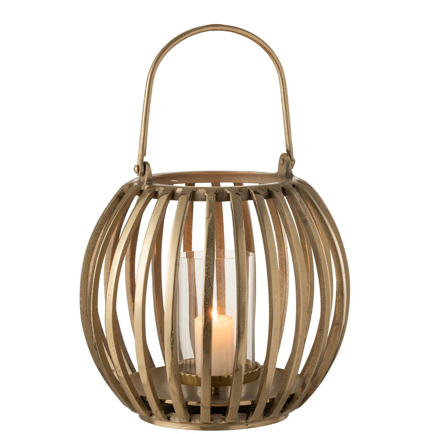 livinglovely.nl - Lantaarn Bol Aluminium Goud - Lantaarn - J-Line - livinglovely.nl