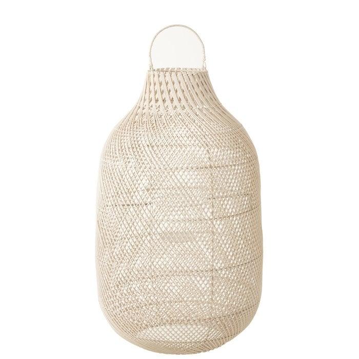 livinglovely.nl - Lantaarn Cylinder XL Rotan Wit - Lantaarn - J-Line - livinglovely.nl