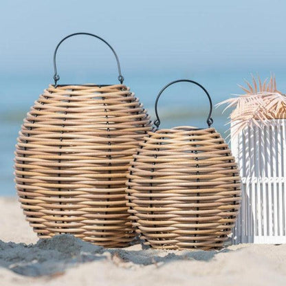 livinglovely.nl - Lantaarn Gewoven Led Plastic Naturel Small - Lantaarn - J-Line - livinglovely.nl