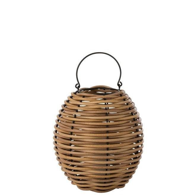 livinglovely.nl - Lantaarn Gewoven Led Plastic Naturel Small - Lantaarn - J-Line - livinglovely.nl