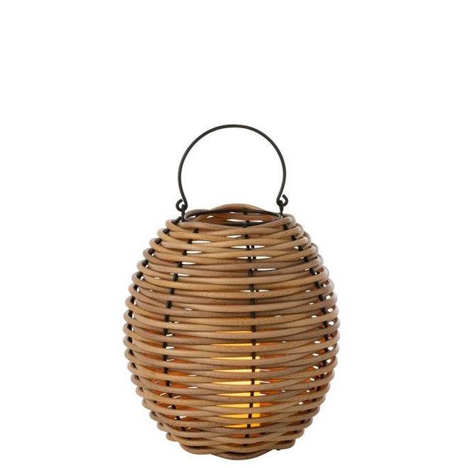 livinglovely.nl - Lantaarn Gewoven Led Plastic Naturel Small - Lantaarn - J-Line - livinglovely.nl