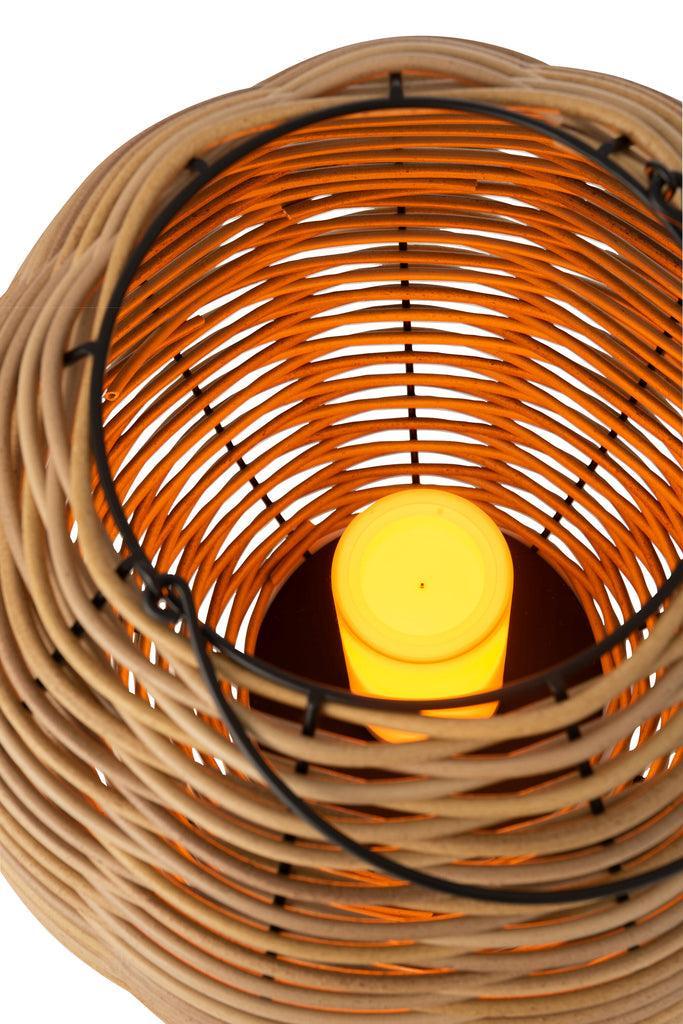 livinglovely.nl - Lantaarn Gewoven Led Plastic Naturel Small - Lantaarn - J-Line - livinglovely.nl