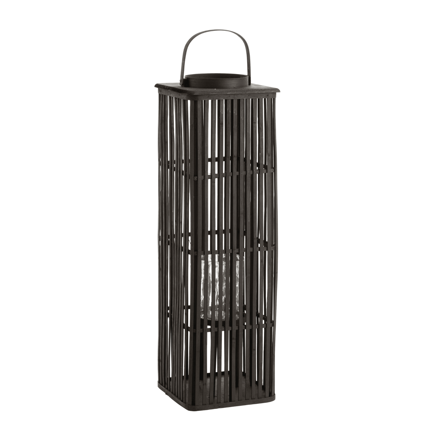 livinglovely.nl - Lantaarn Lang Bamboo Zwart - Lantaarn - J-Line - livinglovely.nl