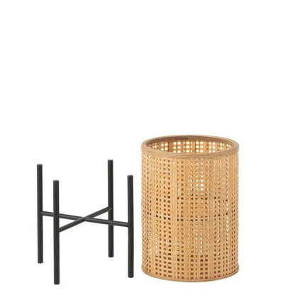 livinglovely.nl - Lantaarn Op Voet Bamboo Naturel Small - Lantaarn - J-Line - livinglovely.nl