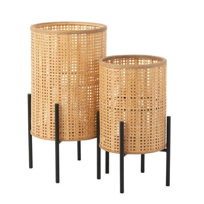 livinglovely.nl - Lantaarn Op Voet Bamboo Naturel Small - Lantaarn - J-Line - livinglovely.nl