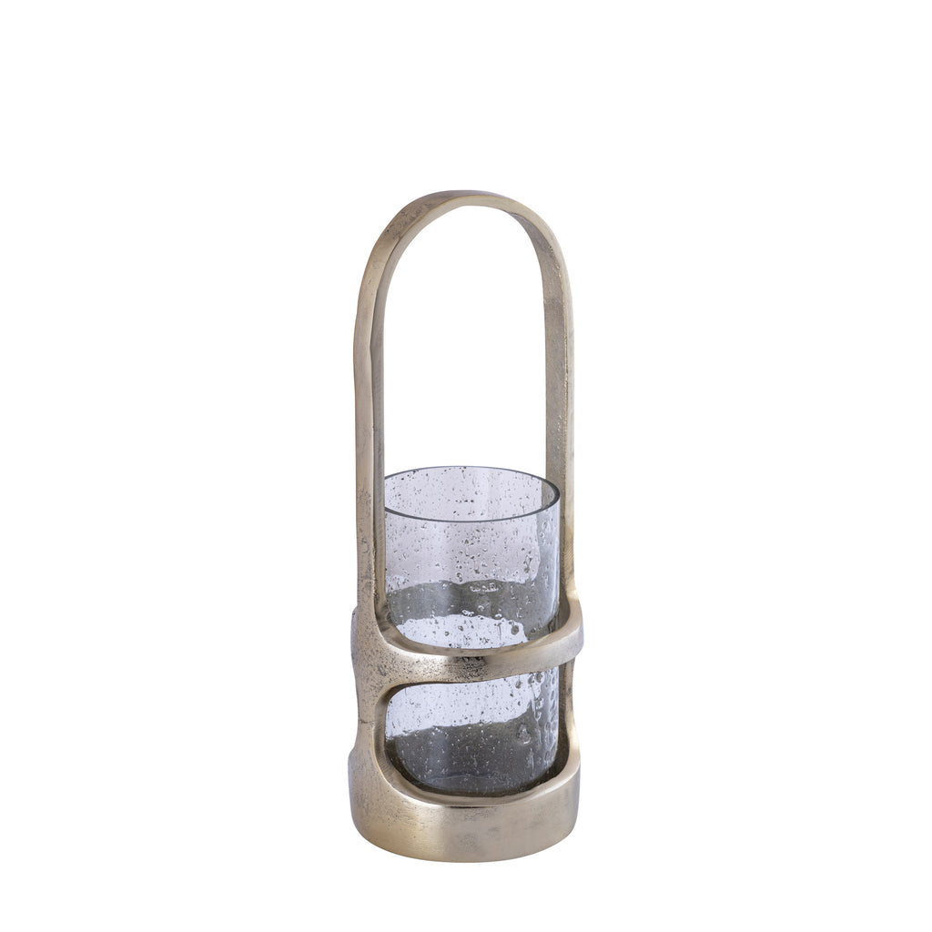 livinglovely.nl - Lantaarn Rahana S - 14x14x40 cm - Aluminium - Goud PTMD - Lantaarn - PTMD - livinglovely.nl