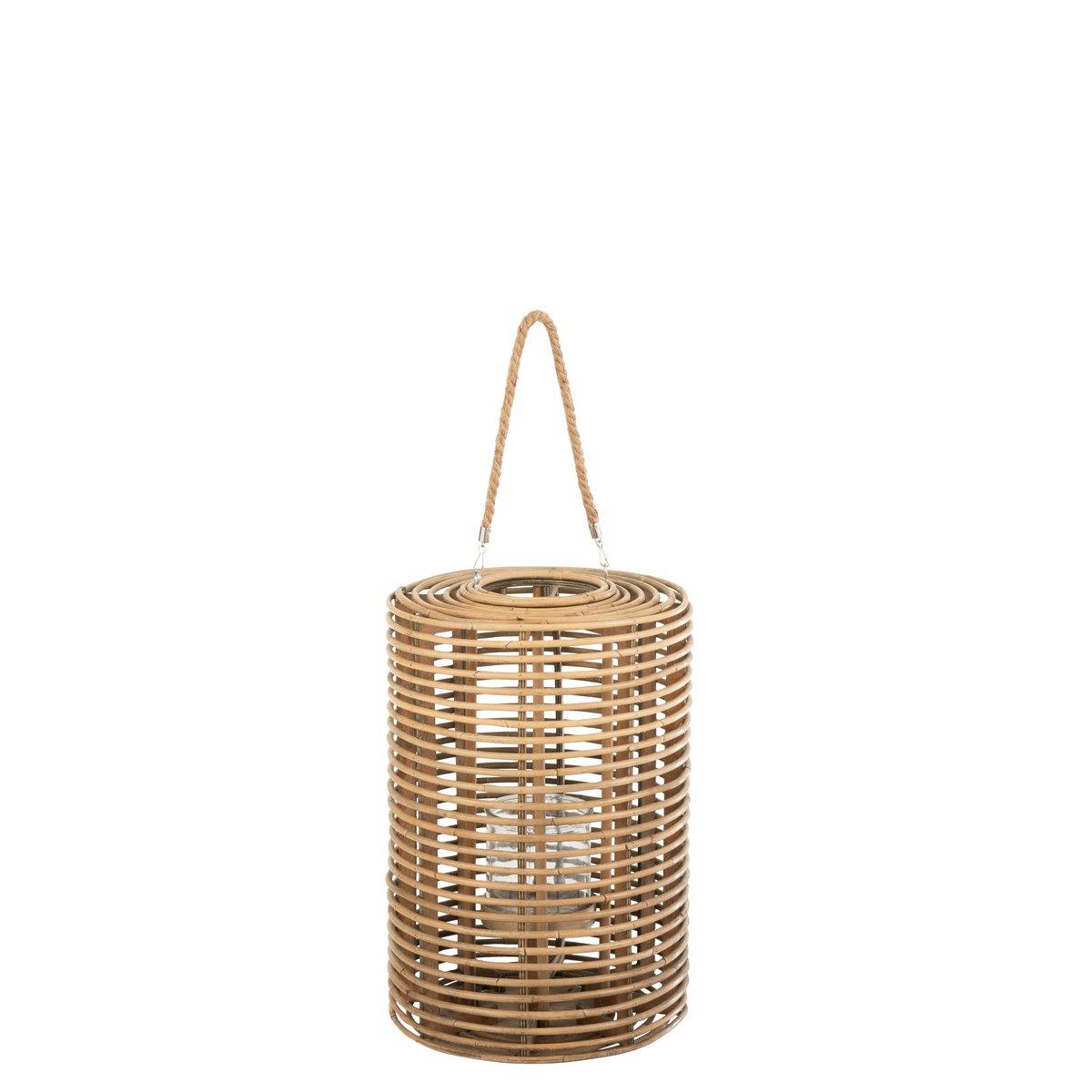 livinglovely.nl - Lantaarn Rond Lang Rotan Licht Naturel - Lantaarn - J-Line - livinglovely.nl