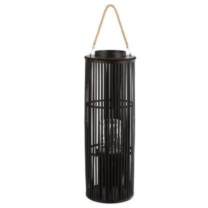 livinglovely.nl - Lantaarn Tube Bamboe Zwart Large - Lantaarn - J-Line - livinglovely.nl