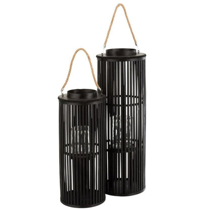 livinglovely.nl - Lantaarn Tube Bamboe Zwart Large - Lantaarn - J-Line - livinglovely.nl