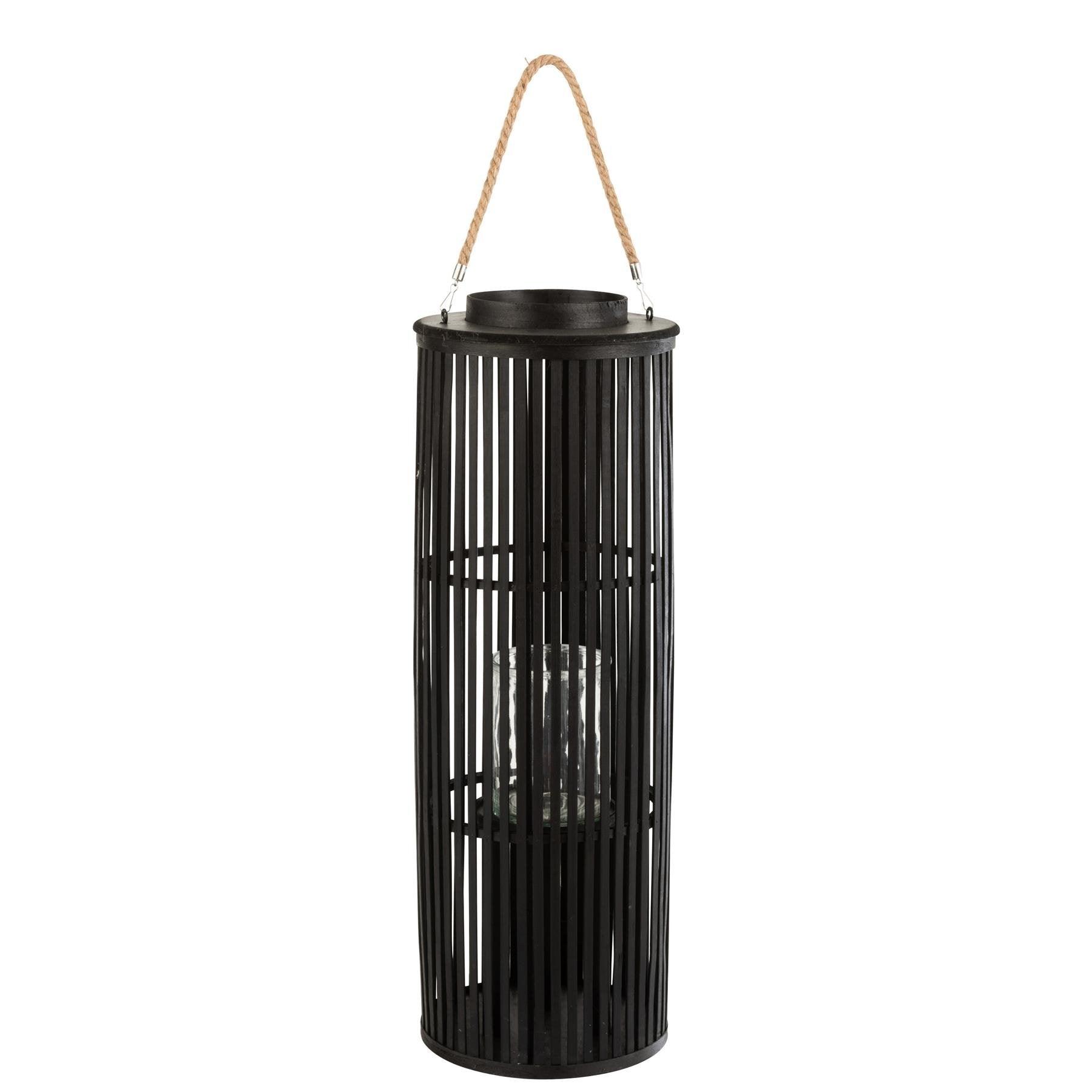 livinglovely.nl - Lantaarn Tube Bamboe Zwart Small - Lantaarn - J-Line - livinglovely.nl