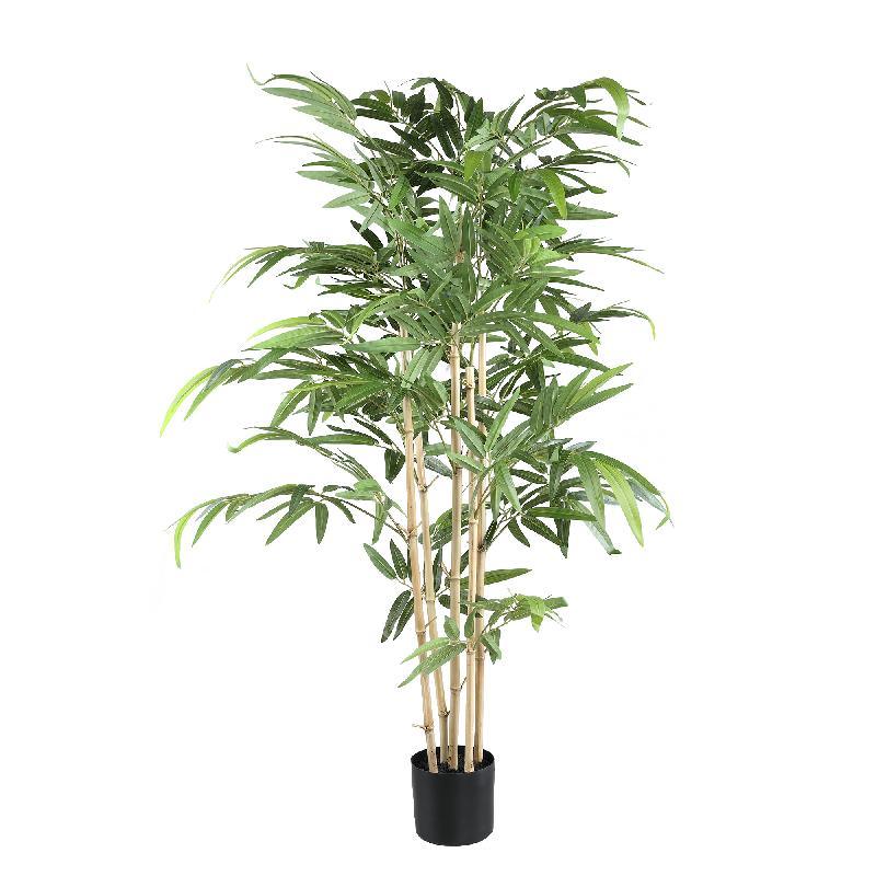 livinglovely.nl - Leaves Plant Bamboo Plant With Leaves in Black Pot PTMD - Kunstplant - PTMD - livinglovely.nl