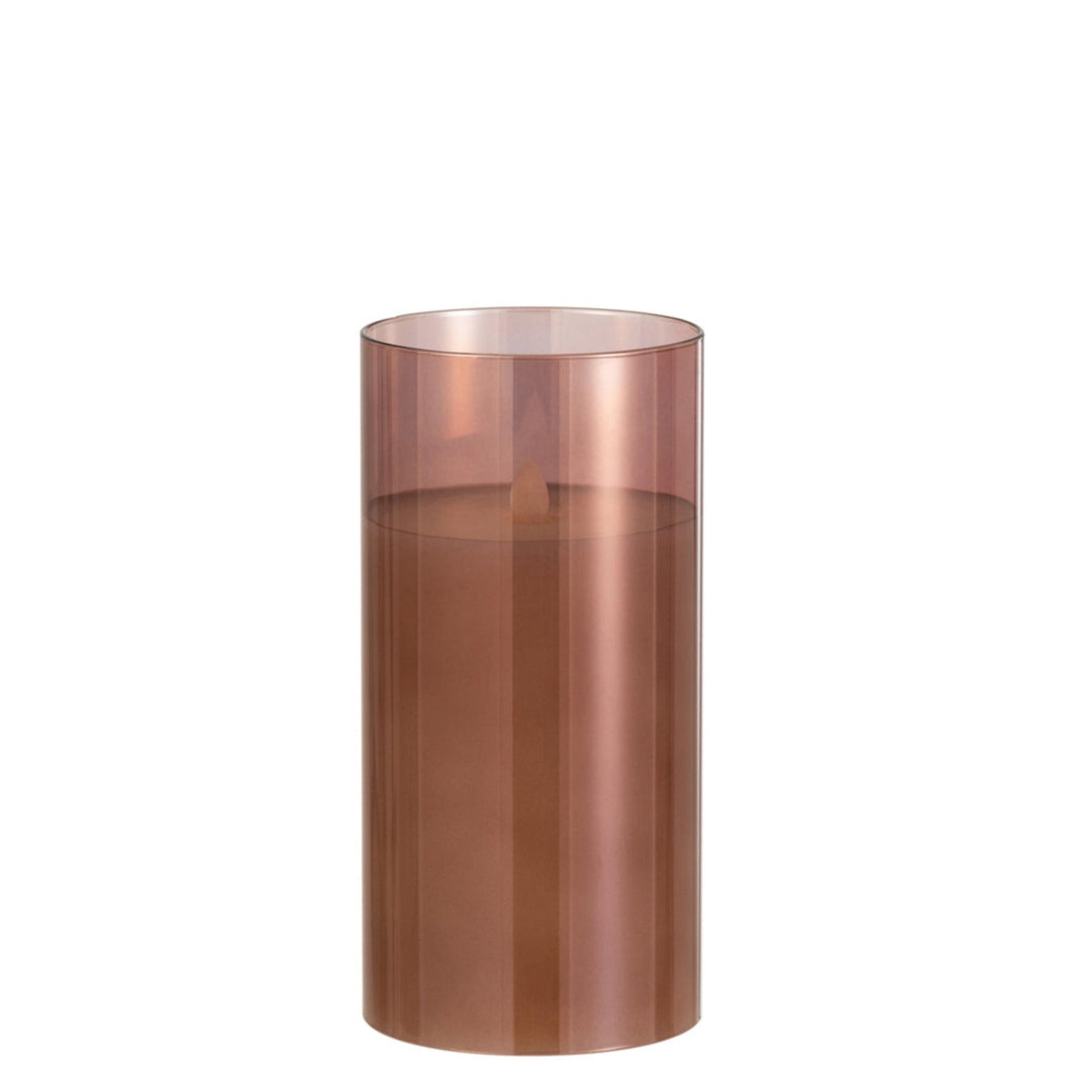 livinglovely.nl - Ledlamp Blinkend Glas Bruin Medium - LED Kaars - J-Line - livinglovely.nl