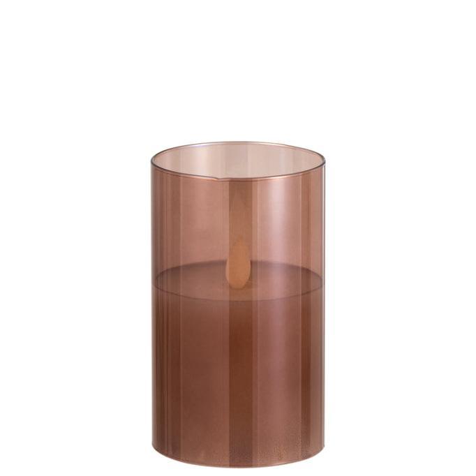 livinglovely.nl - Ledlamp Blinkend Glas Bruin Small - LED Kaars - J-Line - livinglovely.nl