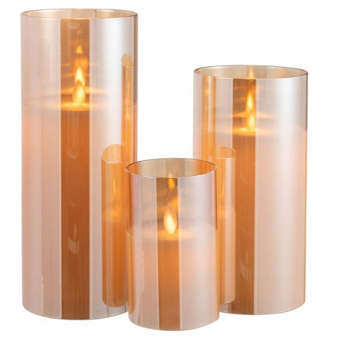 livinglovely.nl - Ledlamp Blinkend Glas Goud Large - LED Kaars - J-Line - livinglovely.nl