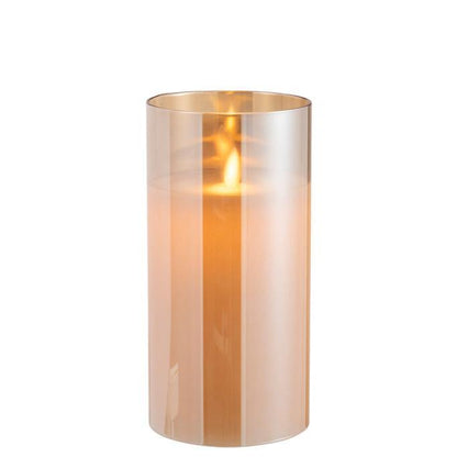 livinglovely.nl - Ledlamp Blinkend Glas Goud Medium - LED Kaars - J-Line - livinglovely.nl