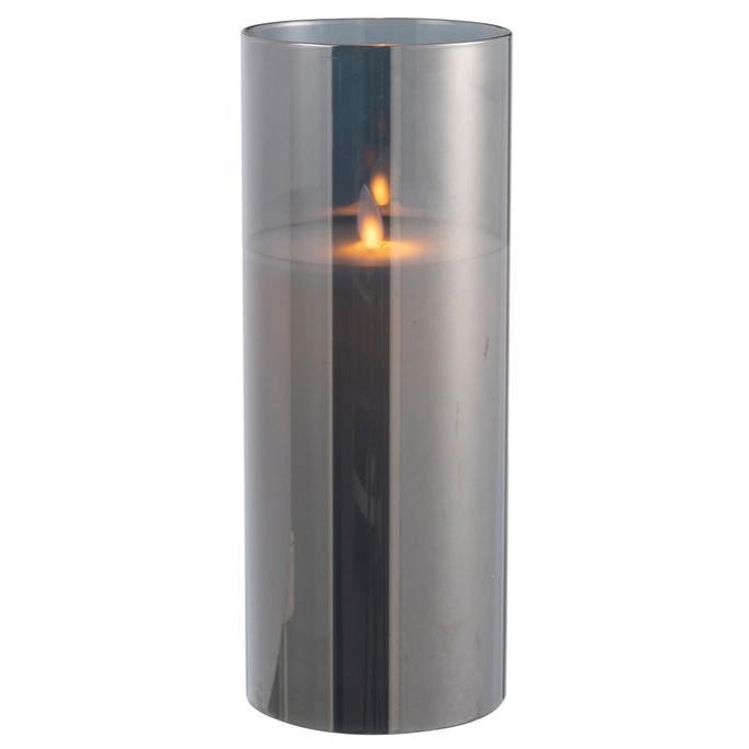 livinglovely.nl - Ledlamp Blinkend Glas Grijs Large - LED Kaars - J-Line - livinglovely.nl